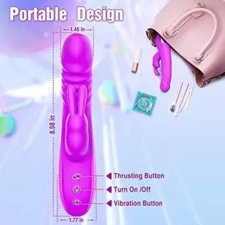 Thrusting Rabbit Vibrator, G Spot Clitoral Vibrator, Pulsing Dildo for Women with 3 Powerful Thrusting Speeds 11 Vibration Modes Thrusting Rabbit Vibrator, G Spot Clitoral Vibrator, Pulsing Dildo for Women with 3 Powerful Thrusting Speeds 11 Vibration Modes