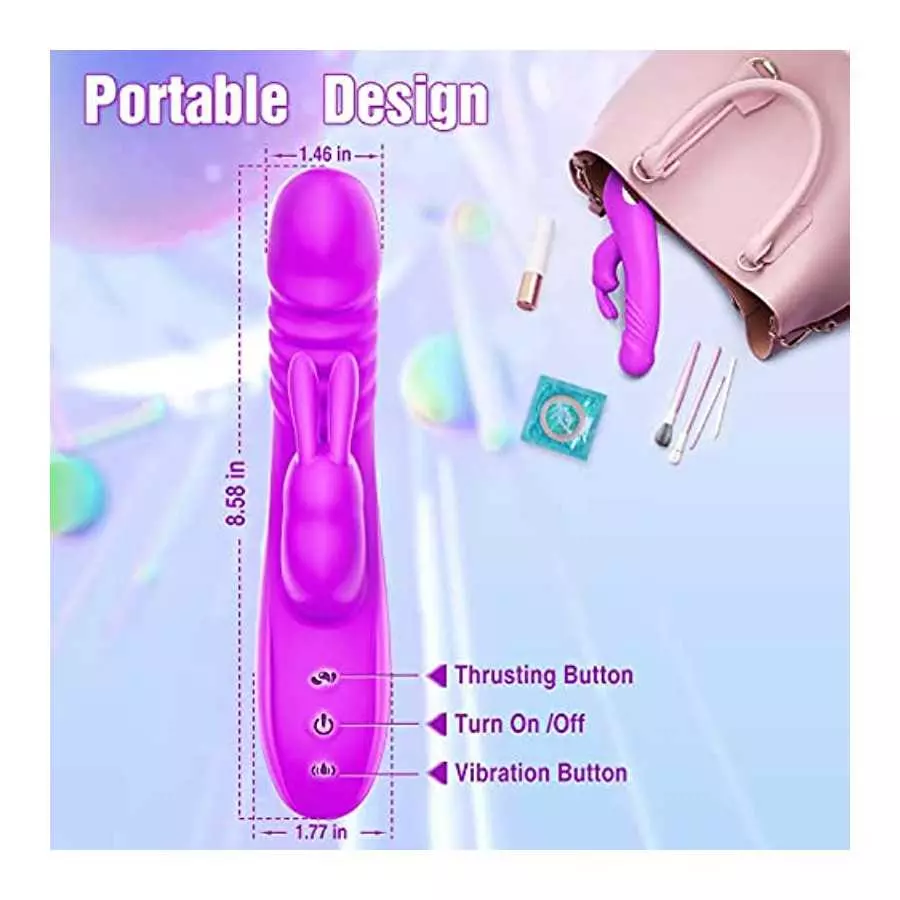 Thrusting Rabbit Vibrator, G Spot Clitoral Vibrator, Pulsing Dildo for Women with 3 Powerful Thrusting Speeds 11 Vibration Modes