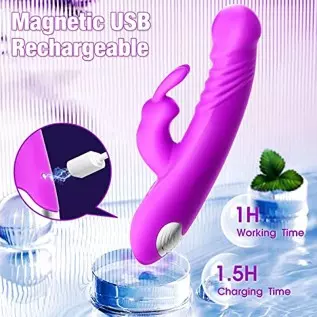 Thrusting Rabbit Vibrator, G Spot Clitoral Vibrator, Pulsing Dildo for Women with 3 Powerful Thrusting Speeds 11 Vibration Modes Thrusting Rabbit Vibrator, G Spot Clitoral Vibrator, Pulsing Dildo for Women with 3 Powerful Thrusting Speeds 11 Vibration Modes