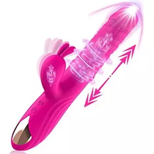Rotating Beaded Thrusting Rose Rabbit Vibrator Adult Sex Toys for Women, G Spot Vibrator with Independent Clitoral Stimulator, 7