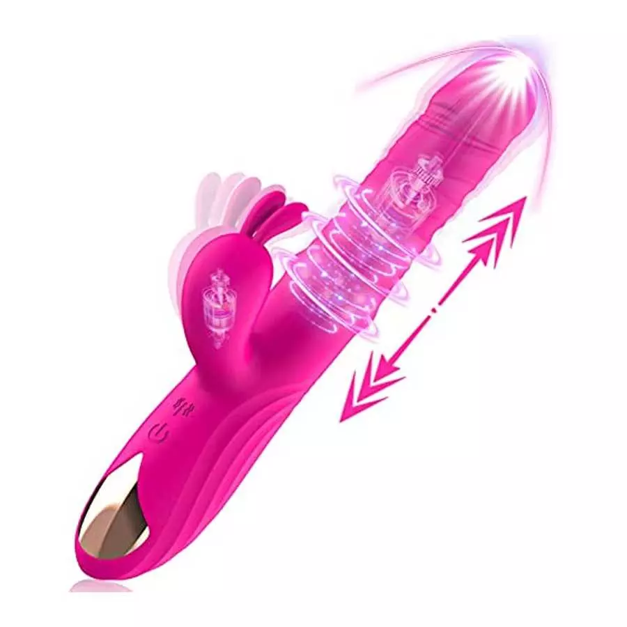Rotating Beaded Thrusting Rose Rabbit Vibrator Adult Sex Toys for Women, G Spot Vibrator with Independent Clitoral Stimulator, 7 Rotating Beaded Thrusting Rose Rabbit Vibrator Adult Sex Toys for Women, G Spot Vibrator with Independent Clitoral Stimulator, 7
