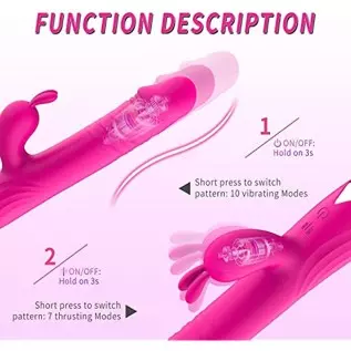Rotating Beaded Thrusting Rose Rabbit Vibrator Adult Sex Toys for Women, G Spot Vibrator with Independent Clitoral Stimulator, 7 Rotating Beaded Thrusting Rose Rabbit Vibrator Adult Sex Toys for Women, G Spot Vibrator with Independent Clitoral Stimulator, 7