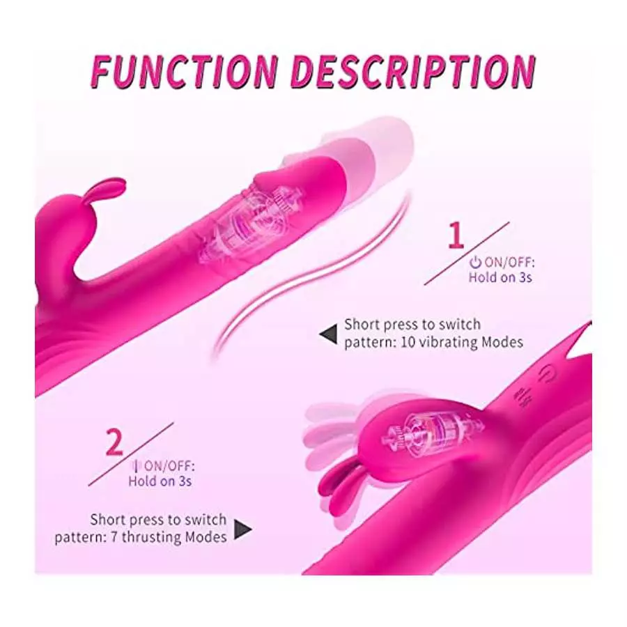 Rotating Beaded Thrusting Rose Rabbit Vibrator Adult Sex Toys for Women, G Spot Vibrator with Independent Clitoral Stimulator, 7