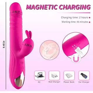 Rotating Beaded Thrusting Rose Rabbit Vibrator Adult Sex Toys for Women, G Spot Vibrator with Independent Clitoral Stimulator, 7 Rotating Beaded Thrusting Rose Rabbit Vibrator Adult Sex Toys for Women, G Spot Vibrator with Independent Clitoral Stimulator, 7