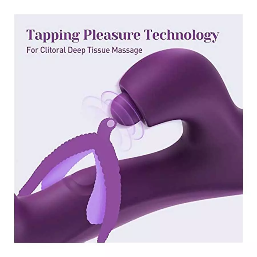 Tracy's Dog Clitoral Tapping Rabbit Vibrator for Clit G Spot Stimulation, Triple Stimulator with 3 x 5 x 10 Modes, Adult Sex Toy