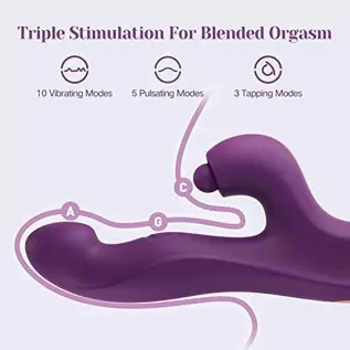 Tracy's Dog Clitoral Tapping Rabbit Vibrator for Clit G Spot Stimulation, Triple Stimulator with 3 x 5 x 10 Modes, Adult Sex Toy Tracy's Dog Clitoral Tapping Rabbit Vibrator for Clit G Spot Stimulation, Triple Stimulator with 3 x 5 x 10 Modes, Adult Sex Toy