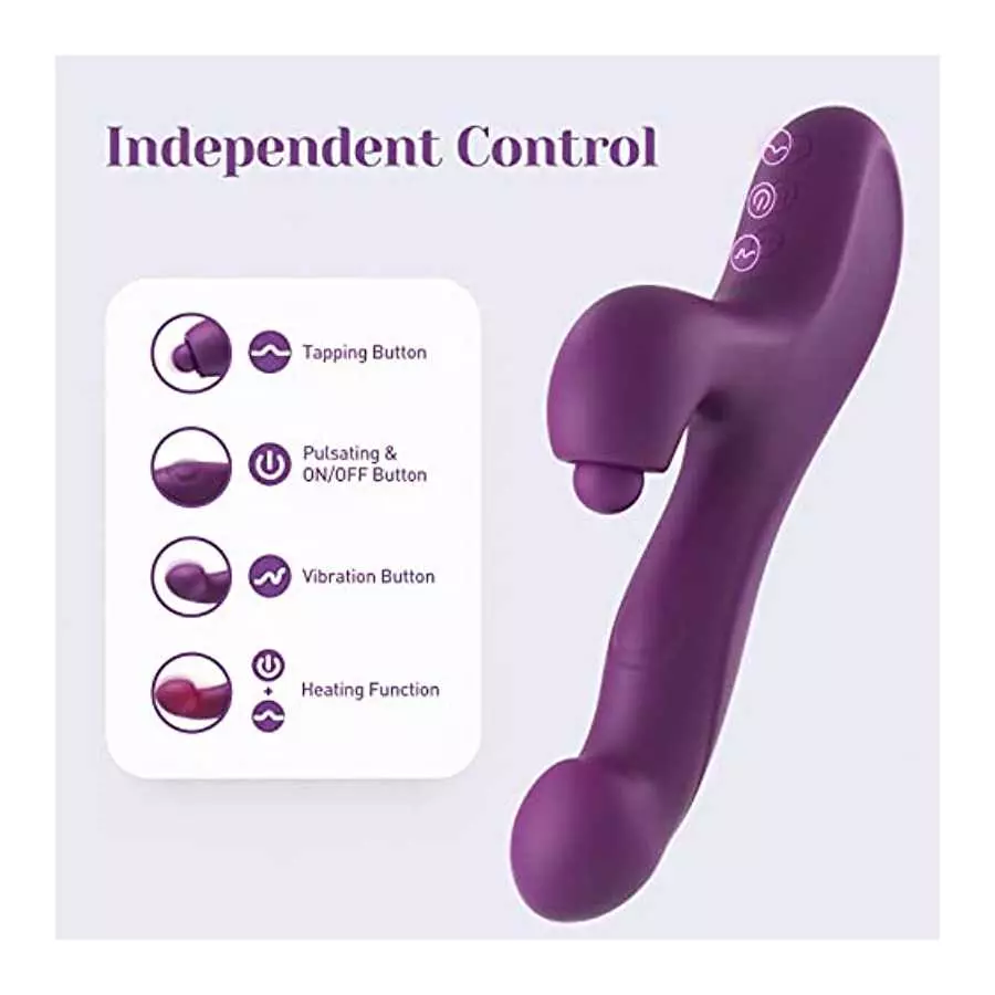 Tracy's Dog Clitoral Tapping Rabbit Vibrator for Clit G Spot Stimulation, Triple Stimulator with 3 x 5 x 10 Modes, Adult Sex Toy
