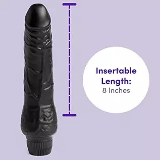 Lovehoney Vibrating Dildo - 8 Inch Realistic Dildo - Slimline Multispeed Vibrator for Women - Black