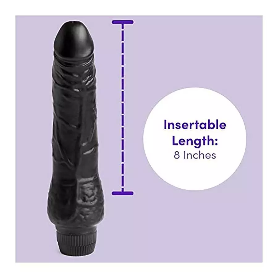 Lovehoney Vibrating Dildo - 8 Inch Realistic Dildo - Slimline Multispeed Vibrator for Women - Black