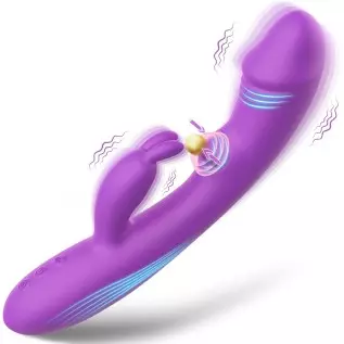 G-spot Rabbit Vibrator Clitoral Stimulator - Realistic Dildo Vaginal Anal Massager with 5 Vagina Tapping Features & 10 Vibration