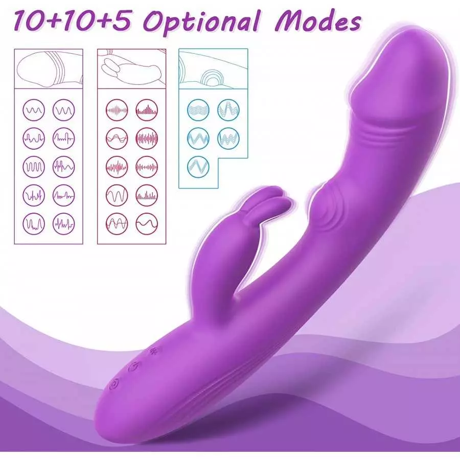 G-spot Rabbit Vibrator Clitoral Stimulator - Realistic Dildo Vaginal Anal Massager with 5 Vagina Tapping Features & 10 Vibration