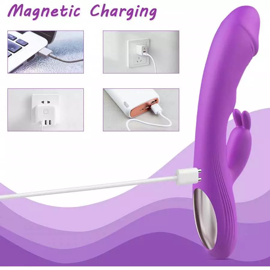 G-spot Rabbit Vibrator Clitoral Stimulator - Realistic Dildo Vaginal Anal Massager with 5 Vagina Tapping Features & 10 Vibration