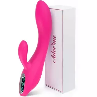 Adorime G-Spot Rabbit Vibrator Stimulator Silicone Vaginal Anal Dildo Massager for Women, Powerful Waterproof Rechargeable Adult