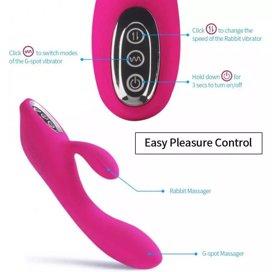 Adorime G-Spot Rabbit Vibrator Stimulator Silicone Vaginal Anal Dildo Massager for Women, Powerful Waterproof Rechargeable Adult