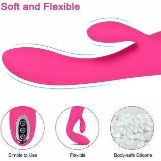 Adorime G-Spot Rabbit Vibrator Stimulator Silicone Vaginal Anal Dildo Massager for Women, Powerful Waterproof Rechargeable Adult