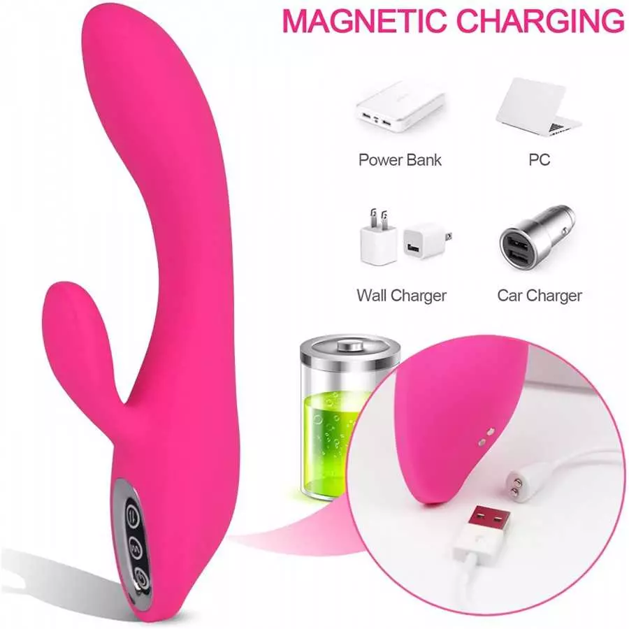 Adorime G-Spot Rabbit Vibrator Stimulator Silicone Vaginal Anal Dildo Massager for Women, Powerful Waterproof Rechargeable Adult