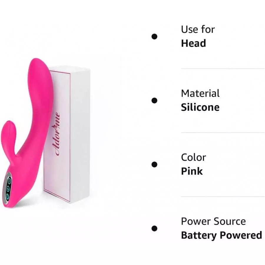 Adorime G-Spot Rabbit Vibrator Stimulator Silicone Vaginal Anal Dildo Massager for Women, Powerful Waterproof Rechargeable Adult