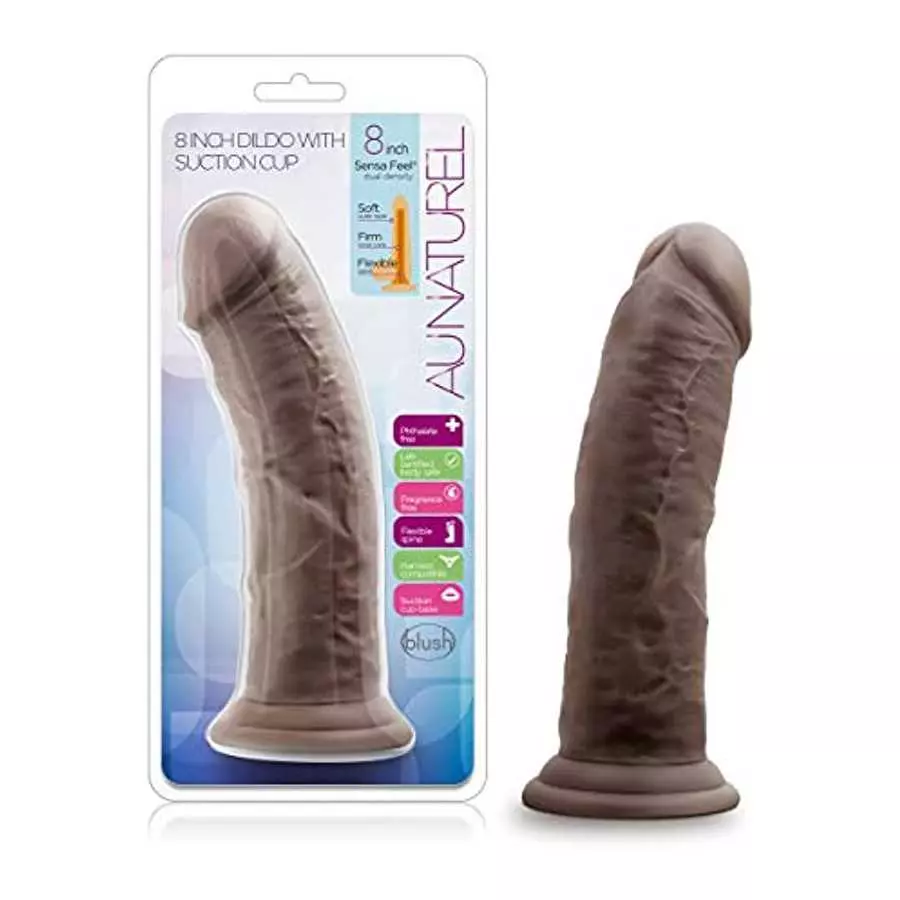 Blush Au Naturel 8" Realistic Dildo, Long, Thick, Suction Cup Harness Compatible, Sex Toy for Women, Sex Toy for Adults