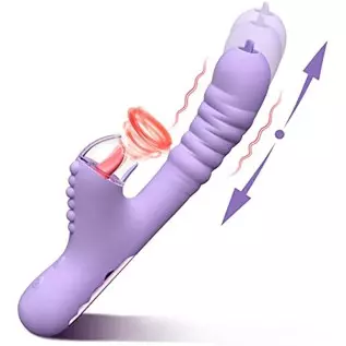 Thrusting Dildo Vibrator 9.5 inch Rabbit Vibrator with 3 Suction Modes, G Spot Vibrators with 8 Powerful Thrusting and Vibration