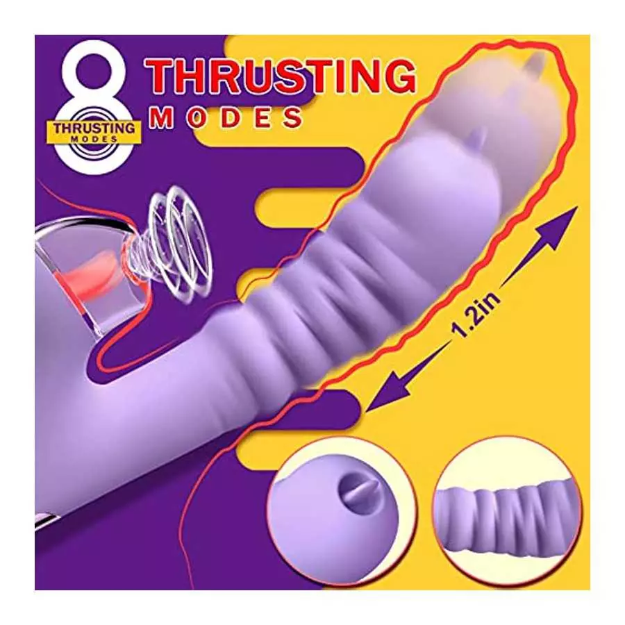 Thrusting Dildo Vibrator 9.5 inch Rabbit Vibrator with 3 Suction Modes, G Spot Vibrators with 8 Powerful Thrusting and Vibration