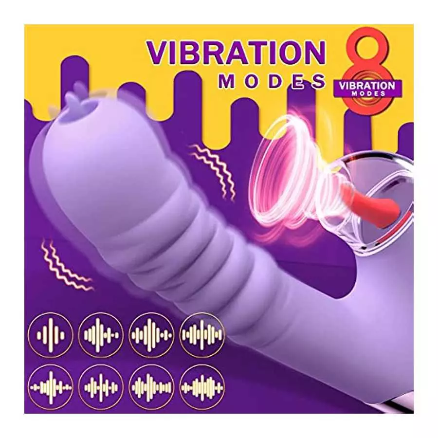 Thrusting Dildo Vibrator 9.5 inch Rabbit Vibrator with 3 Suction Modes, G Spot Vibrators with 8 Powerful Thrusting and Vibration