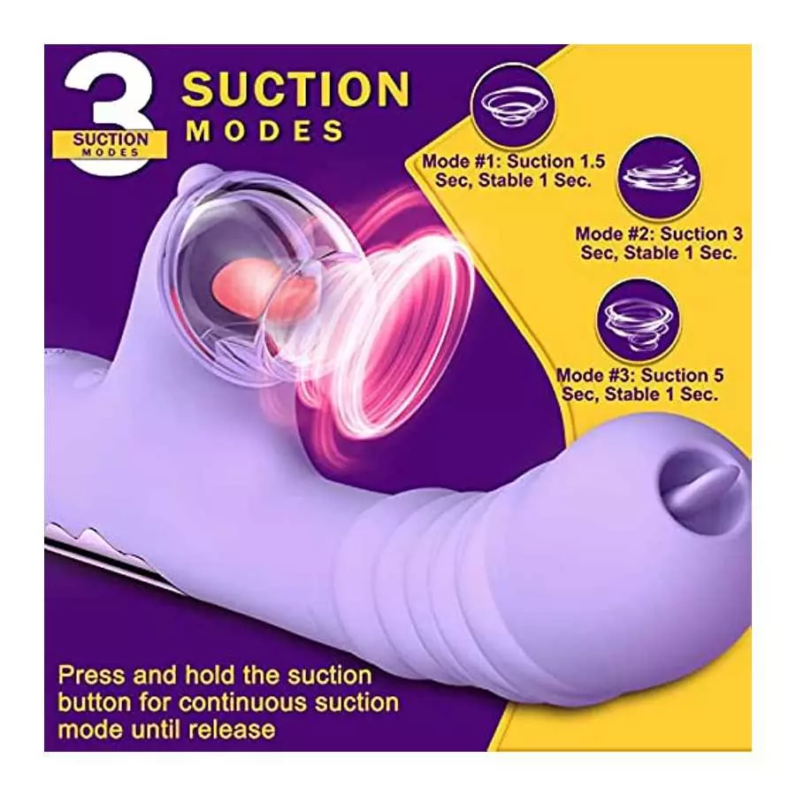 Thrusting Dildo Vibrator 9.5 inch Rabbit Vibrator with 3 Suction Modes, G Spot Vibrators with 8 Powerful Thrusting and Vibration