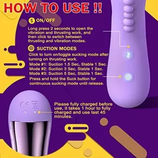 Thrusting Dildo Vibrator 9.5 inch Rabbit Vibrator with 3 Suction Modes, G Spot Vibrators with 8 Powerful Thrusting and Vibration Thrusting Dildo Vibrator 9.5 inch Rabbit Vibrator with 3 Suction Modes, G Spot Vibrators with 8 Powerful Thrusting and Vibration