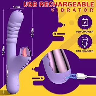 Thrusting Dildo Vibrator 9.5 inch Rabbit Vibrator with 3 Suction Modes, G Spot Vibrators with 8 Powerful Thrusting and Vibration Thrusting Dildo Vibrator 9.5 inch Rabbit Vibrator with 3 Suction Modes, G Spot Vibrators with 8 Powerful Thrusting and Vibration