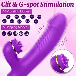G Spot Rabbit Vibrator with Three Flappable Leaves for Clitoris Stimulation, Dildo Vibrator with 10 Vibrating & 5 Flapping Modes G Spot Rabbit Vibrator with Three Flappable Leaves for Clitoris Stimulation, Dildo Vibrator with 10 Vibrating & 5 Flapping Modes