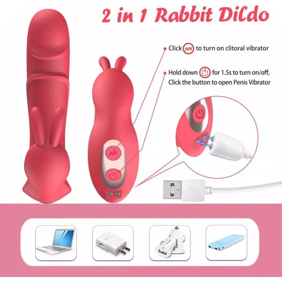 G Spot Vibrator Rabbit Sex Toy for Women, Clitoral Stimulator Realistic Dildo Vibrator with 10 Powerful Vibration, Wireless Remo
