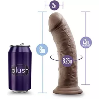 Blush Au Naturel 8" Realistic Dildo, Long, Thick, Suction Cup Harness Compatible, Sex Toy for Women, Sex Toy for Adults