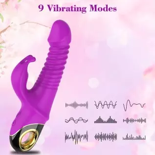 Thrusting Dildo G-spot Rabbit Vibrator - Silicone Realistic Dildo Massager Clitoral Vaginal Stimulator with 9 Vibrating & 5 Tele