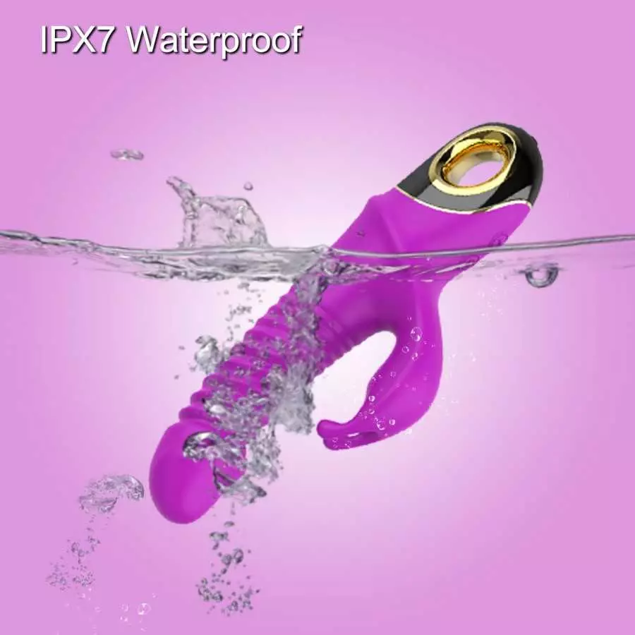 Thrusting Dildo G-spot Rabbit Vibrator - Silicone Realistic Dildo Massager Clitoral Vaginal Stimulator with 9 Vibrating & 5 Tele