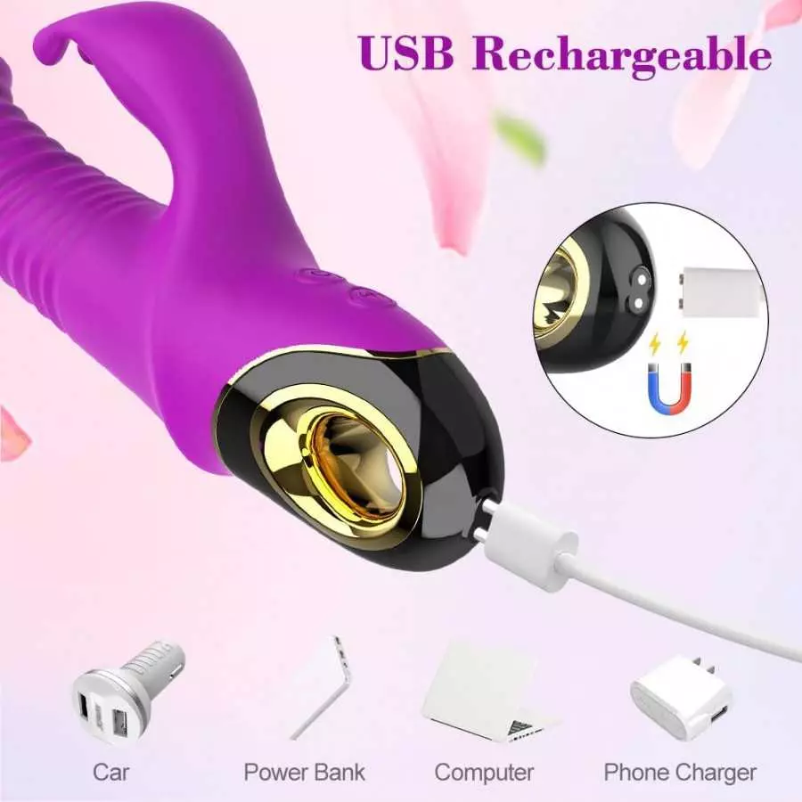 Thrusting Dildo G-spot Rabbit Vibrator - Silicone Realistic Dildo Massager Clitoral Vaginal Stimulator with 9 Vibrating & 5 Tele