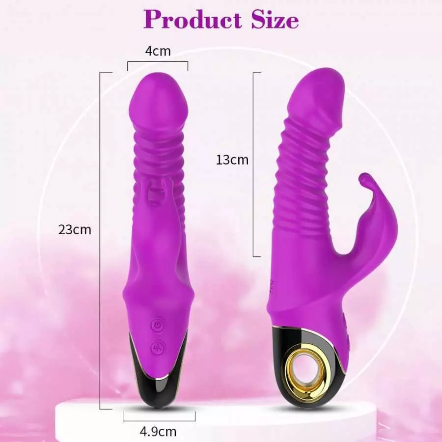 Thrusting Dildo G-spot Rabbit Vibrator - Silicone Realistic Dildo Massager Clitoral Vaginal Stimulator with 9 Vibrating & 5 Tele