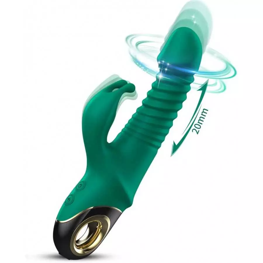 Thrusting Dildo G-spot Rabbit Vibrator - Silicone Realistic Dildo Massager Clitoral Vaginal Stimulator with 9 Vibrating & 5 Tele