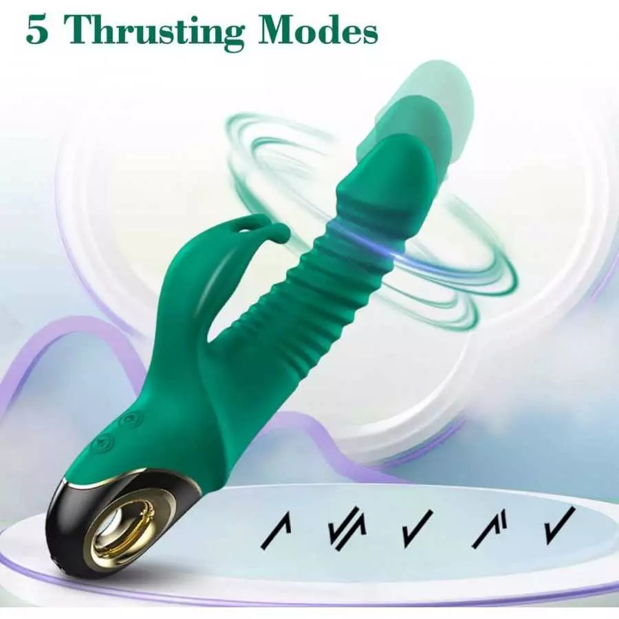 Thrusting Dildo G-spot Rabbit Vibrator - Silicone Realistic Dildo Massager Clitoral Vaginal Stimulator with 9 Vibrating & 5 Tele