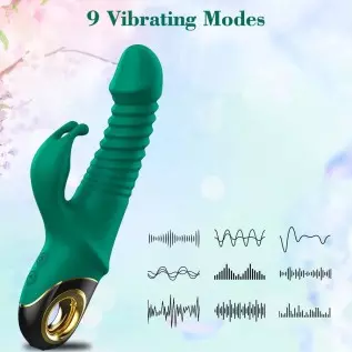 Thrusting Dildo G-spot Rabbit Vibrator - Silicone Realistic Dildo Massager Clitoral Vaginal Stimulator with 9 Vibrating & 5 Tele