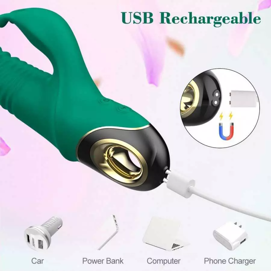 Thrusting Dildo G-spot Rabbit Vibrator - Silicone Realistic Dildo Massager Clitoral Vaginal Stimulator with 9 Vibrating & 5 Tele