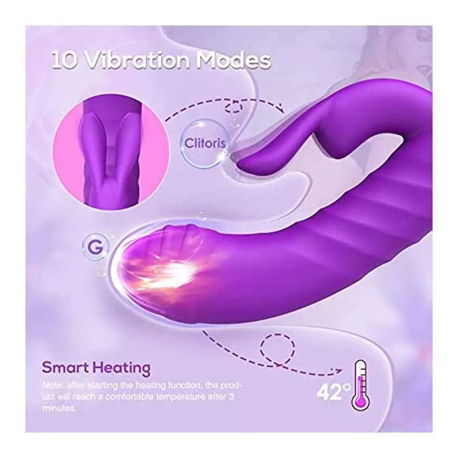 Adult Sex Toy Thrusting Dildo Rabbit Vibrator for Women-Vibrating Dildos with G spot Clitoral Stimulation, Cafatop Sex Toy with 