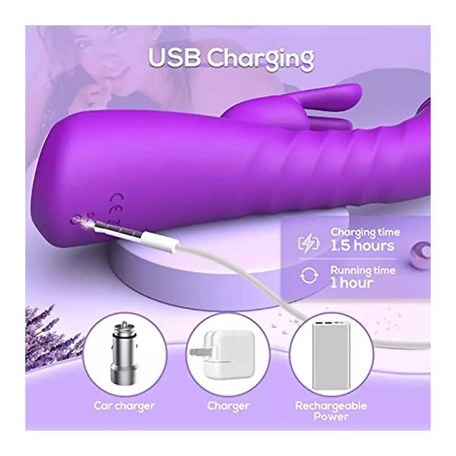 Adult Sex Toy Thrusting Dildo Rabbit Vibrator for Women-Vibrating Dildos with G spot Clitoral Stimulation, Cafatop Sex Toy with 