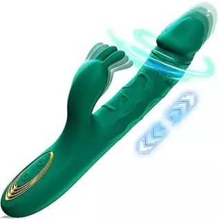G Spot Rabbit Vibrator Thrusting Vibrator Realistic Dildo Double stimulation for Clitoris and Vagina with 10 Powerful Thrusting 