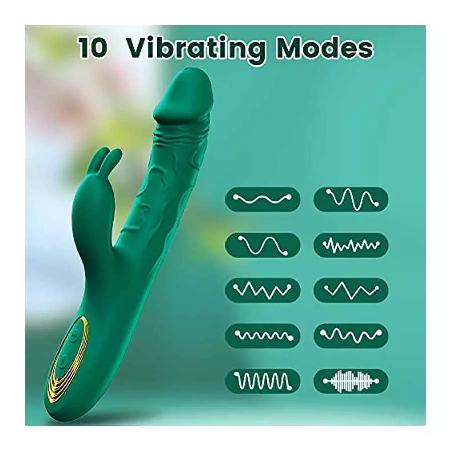 G Spot Rabbit Vibrator Thrusting Vibrator Realistic Dildo Double stimulation for Clitoris and Vagina with 10 Powerful Thrusting 