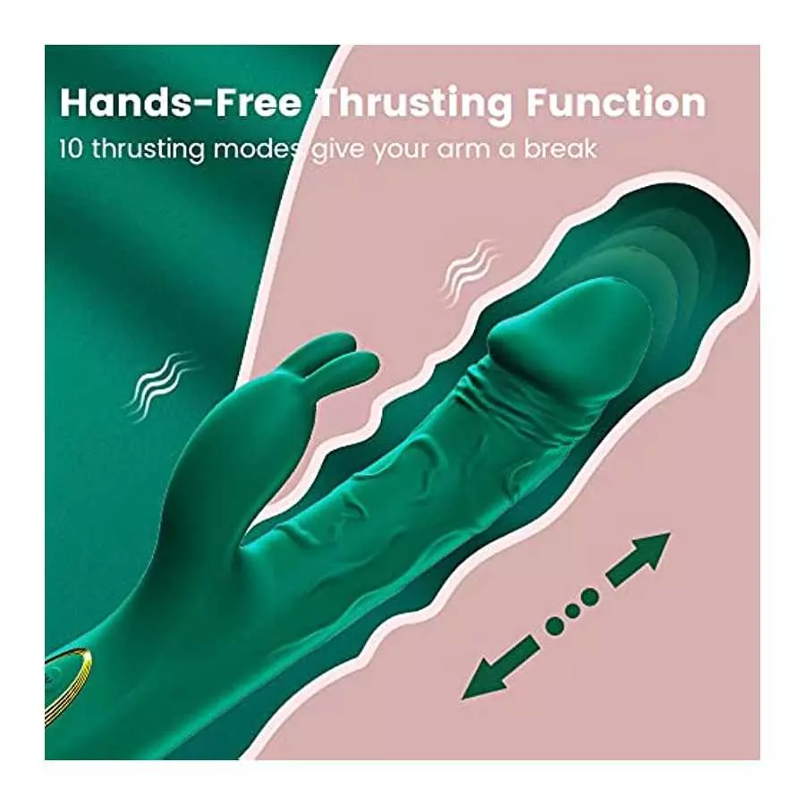 G Spot Rabbit Vibrator Thrusting Vibrator Realistic Dildo Double stimulation for Clitoris and Vagina with 10 Powerful Thrusting 