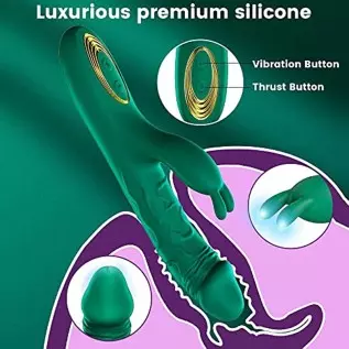 G Spot Rabbit Vibrator Thrusting Vibrator Realistic Dildo Double stimulation for Clitoris and Vagina with 10 Powerful Thrusting G Spot Rabbit Vibrator Thrusting Vibrator Realistic Dildo Double stimulation for Clitoris and Vagina with 10 Powerful Thrusting