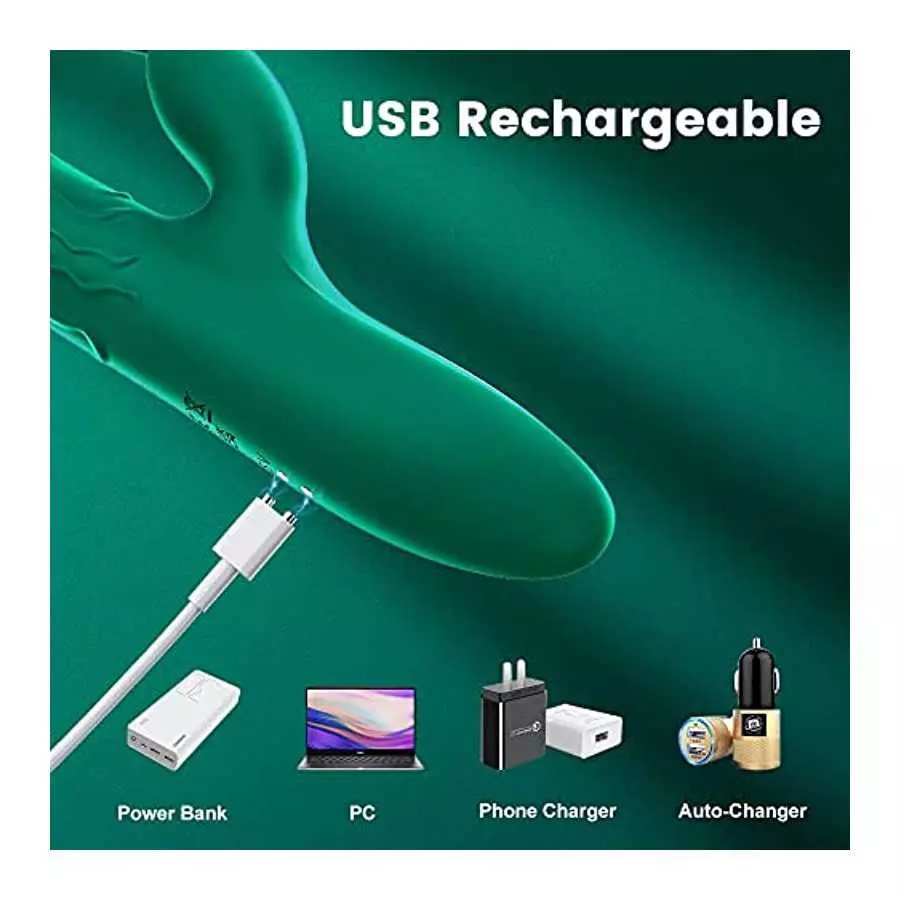 G Spot Rabbit Vibrator Thrusting Vibrator Realistic Dildo Double stimulation for Clitoris and Vagina with 10 Powerful Thrusting 