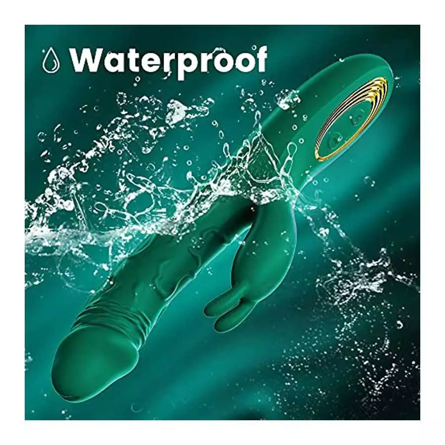 G Spot Rabbit Vibrator Thrusting Vibrator Realistic Dildo Double stimulation for Clitoris and Vagina with 10 Powerful Thrusting 