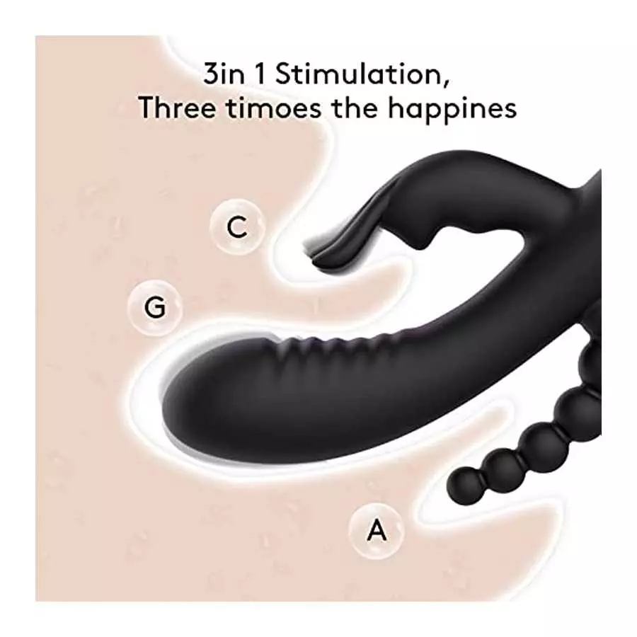 Rabbit Anal Dildo Vibrator with 10 Vibrating Clitoris Stimulator Sex Toy 3 in 1 G Spot Vibrator, Anal Stimulator Massager for Ad