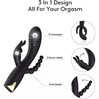 Rabbit Anal Dildo Vibrator with 10 Vibrating Clitoris Stimulator Sex Toy 3 in 1 G Spot Vibrator, Anal Stimulator Massager for Ad Rabbit Anal Dildo Vibrator with 10 Vibrating Clitoris Stimulator Sex Toy 3 in 1 G Spot Vibrator, Anal Stimulator Massager for Ad