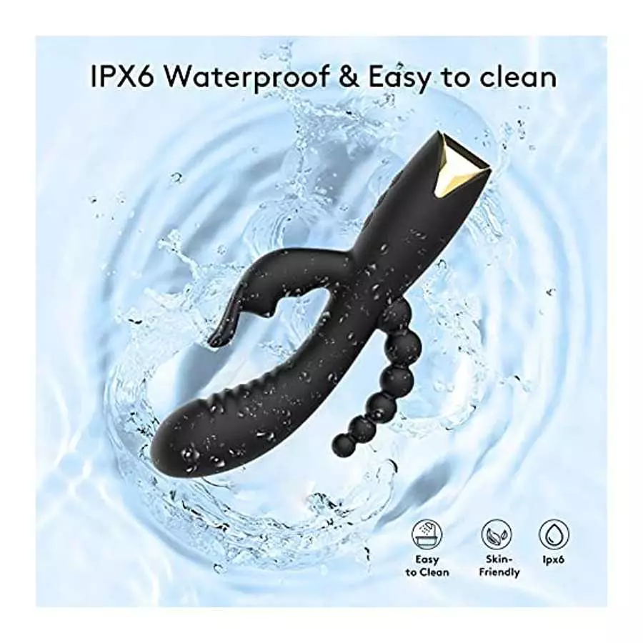 Rabbit Anal Dildo Vibrator with 10 Vibrating Clitoris Stimulator Sex Toy 3 in 1 G Spot Vibrator, Anal Stimulator Massager for Ad